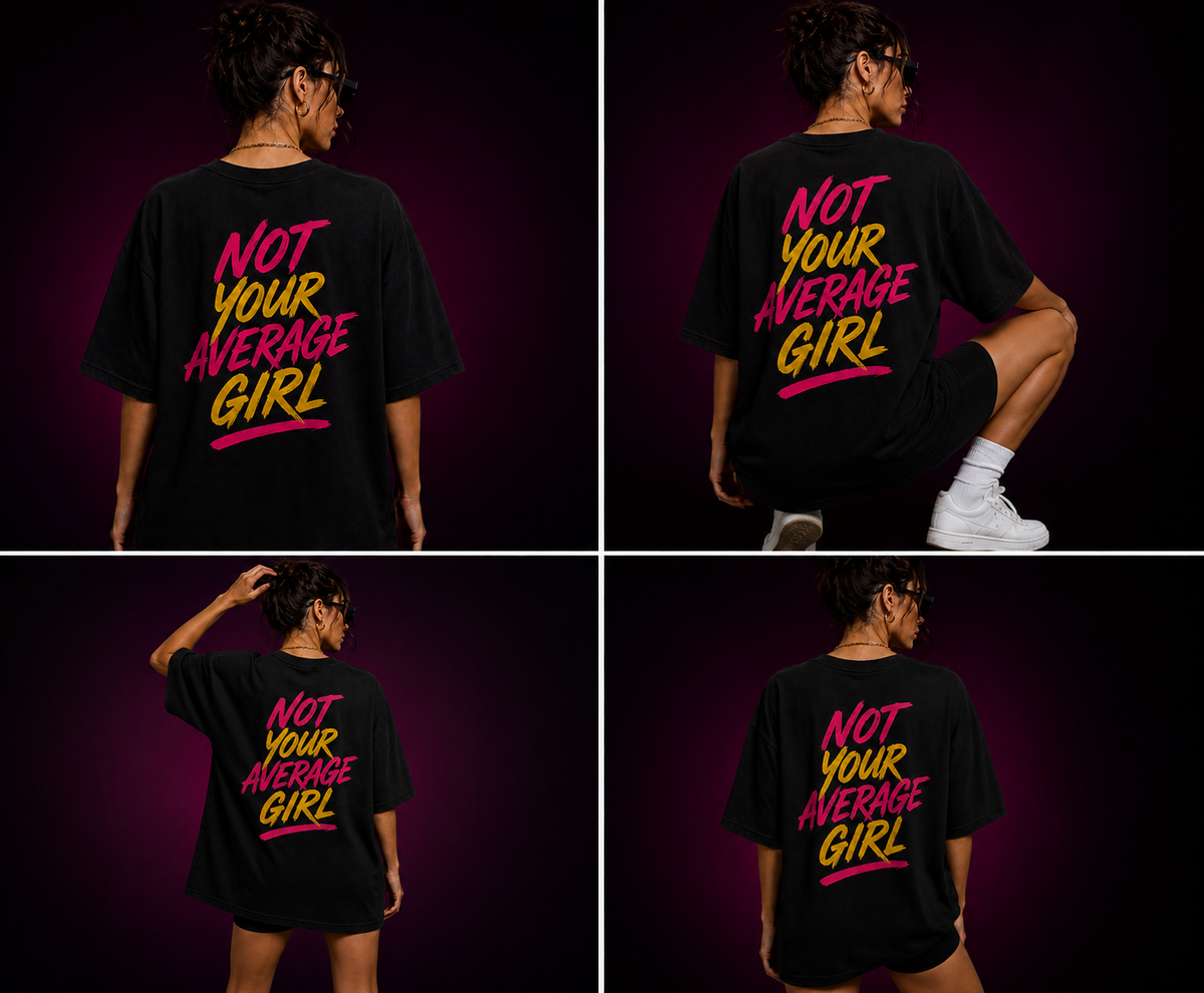 Hooligirls T-shirt Oversized Zwart met HG-Logo en Not Your Average Girl Print op de Rug