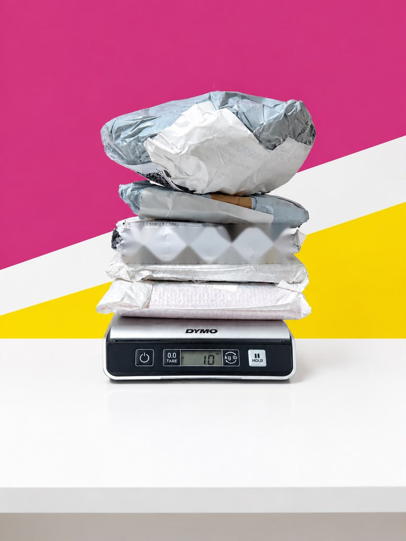 Hooli Retourpakket 1 kg op de weegschaal